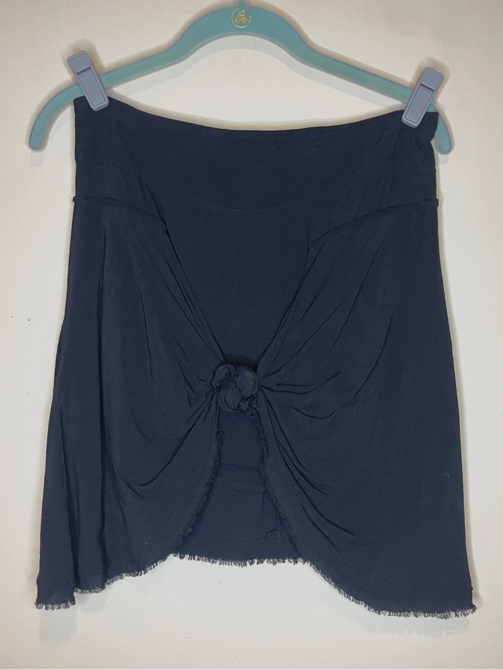 Free People Faux Knot Draped Black Mini Skirt